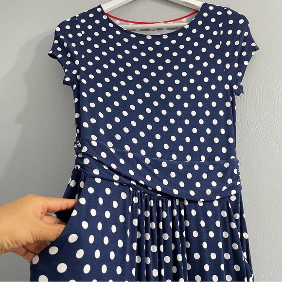 Boden Amelie Polka Dot Jersey Midi Dress cap sleeves Size 4 - Picture 7 of 11